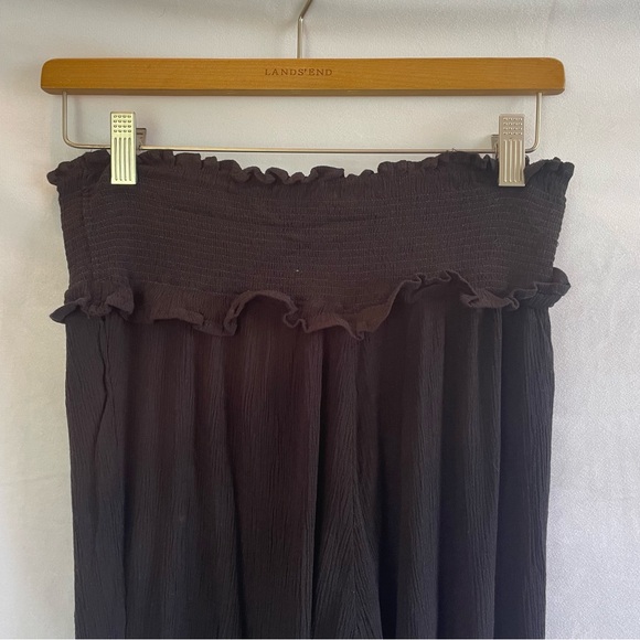 Raisins Loose Beach Day Pants Summer Pull-on Swimsuit Cover Up Black Wide Leg M - Picture 5 of 11